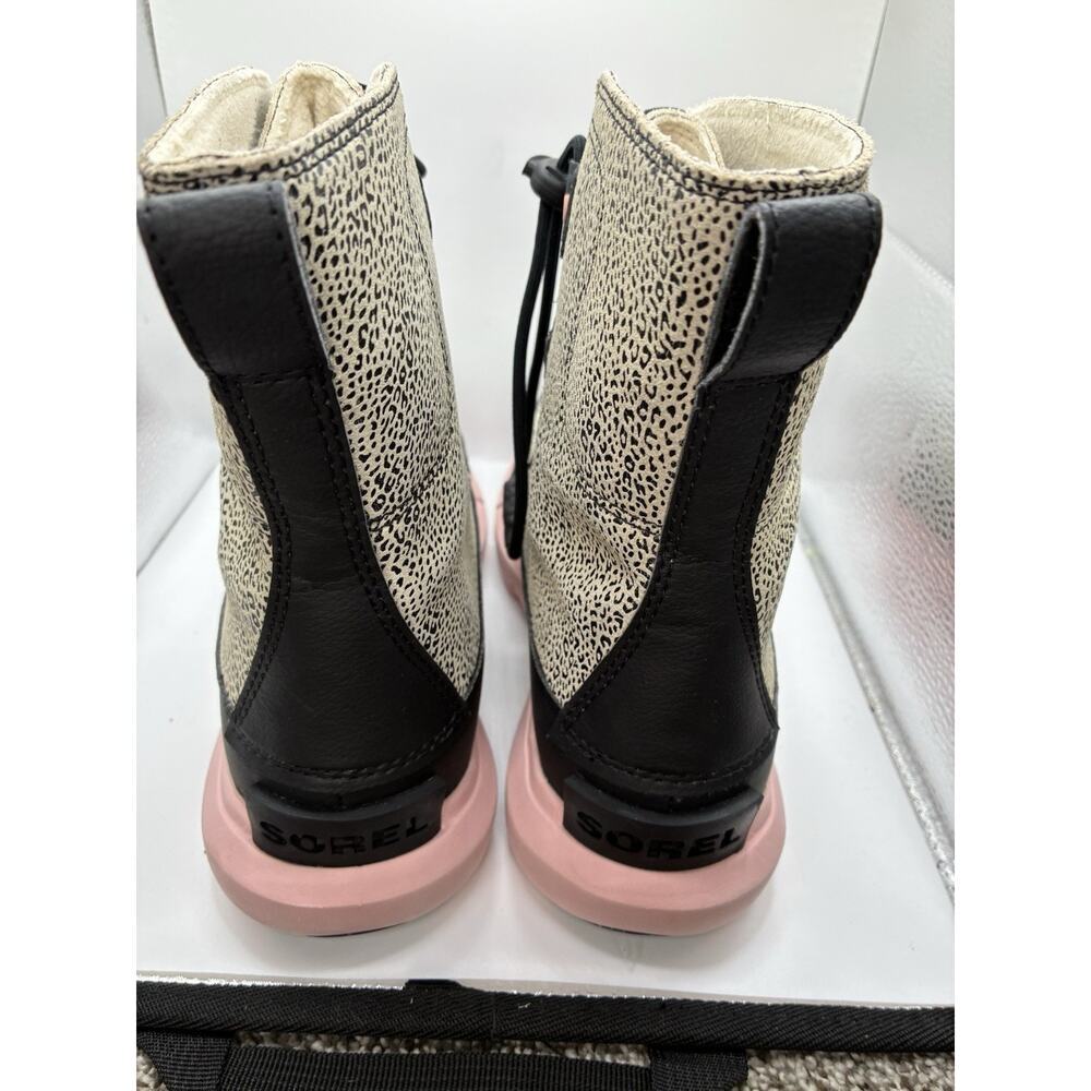 Sorel Explorer Lace Youth 6 Animal Print Waterproof Boots Womens 7.5 Pink Sole - Picture 4 of 8